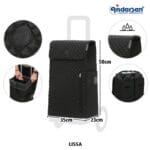 Lissa bag - black, measurements Diagram of the black Lissa bag with its measurements