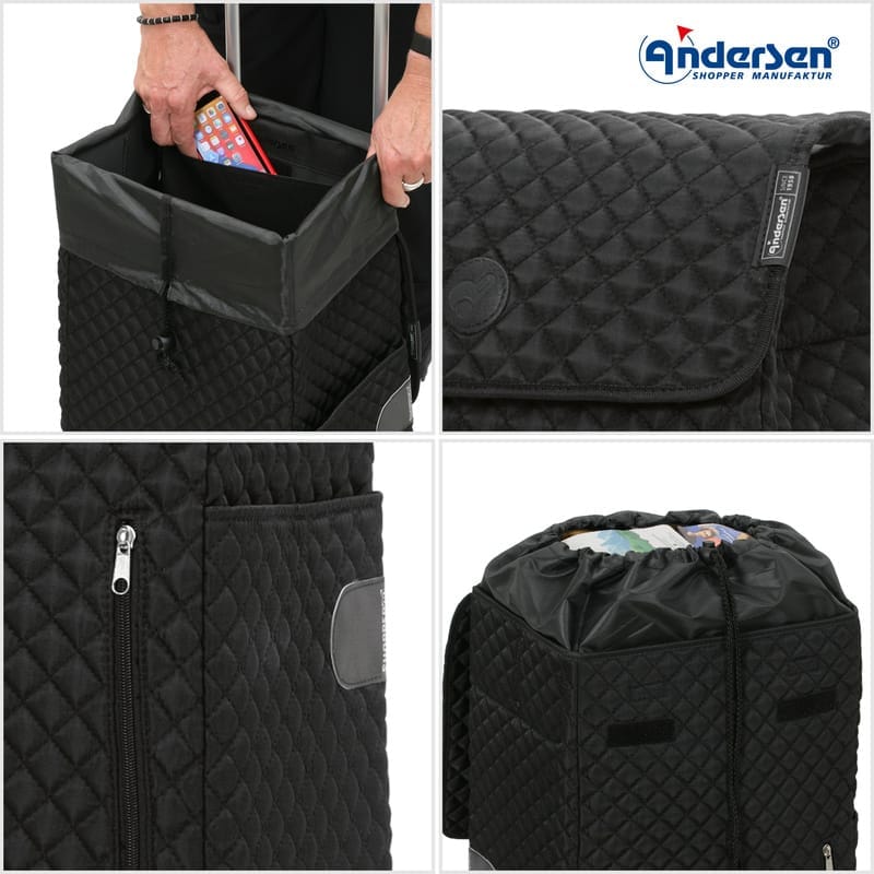 Four detail photos of the black Andersen Lissa bag
