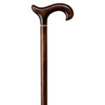 Gastrock Elegant beech derby cane Petite — derby handle in dark flamed beech with gold ring at the handle base