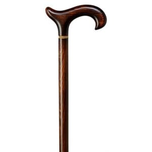 Gastrock Elegant beech derby cane Petite — derby handle in dark flamed beech with gold ring at the handle base