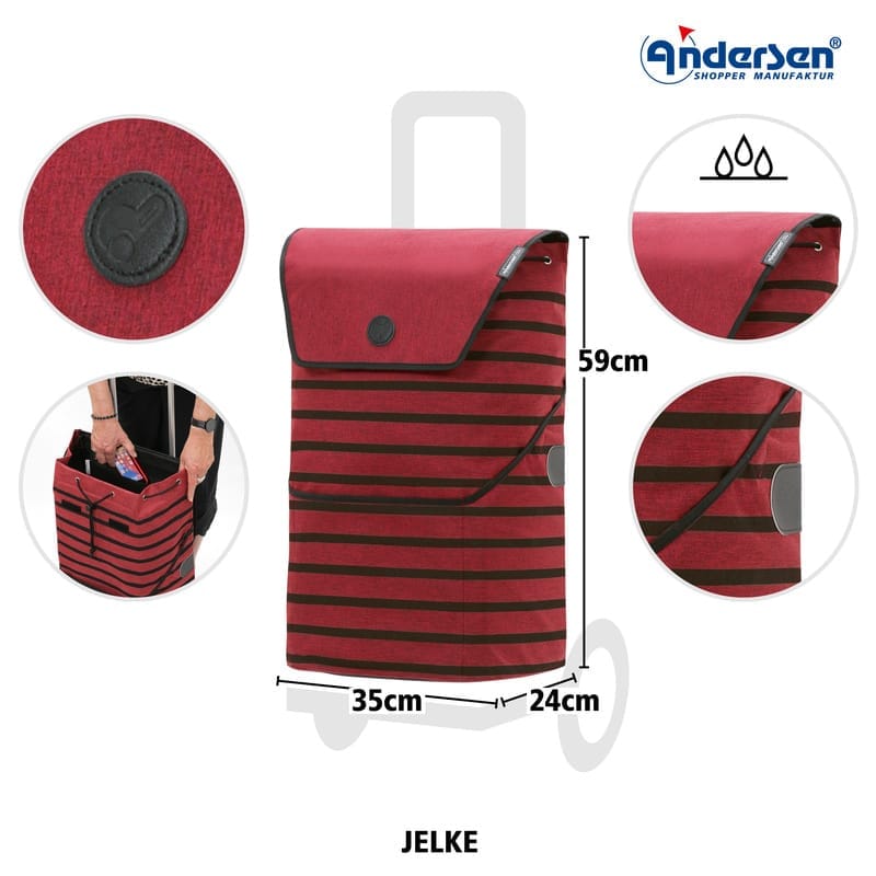 Diagram of the bordeaux Jelke bag with its measurements
