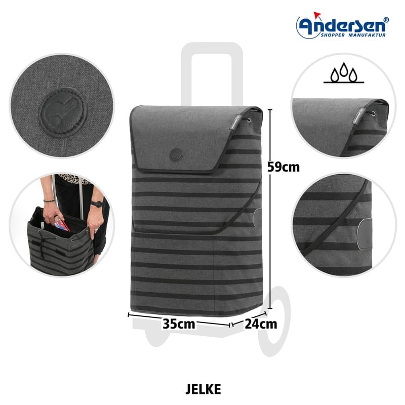 Diagram of the anthracite Jelke bag with its measurements