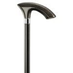 Gastrock Octagon cane with a sculpted ebony Art Nouveau grip over a chrome ring