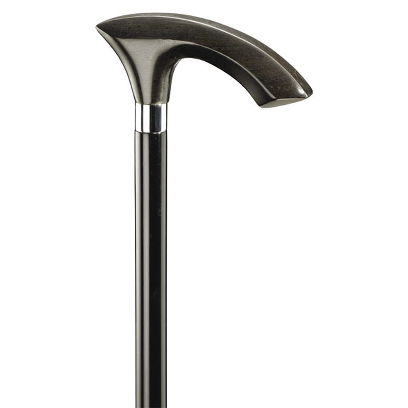 Gastrock Octagon cane with a sculpted ebony Art Nouveau grip over a chrome ring