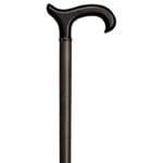Gastrock Esprit L-Derby cane — curved dark grey L-derby handle on a platinum-grey beech shaft with black-chrome ring detail