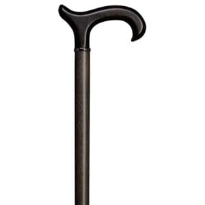 Gastrock Esprit L-Derby cane — curved dark grey L-derby handle on a platinum-grey beech shaft with black-chrome ring detail