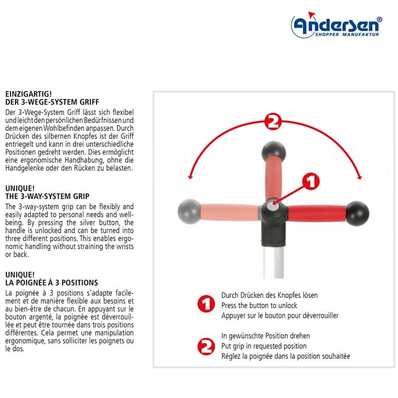 Andersen Shopping Trolley Tura Fado 29 cm Pneumatic Ball Bearing Wheels — back view