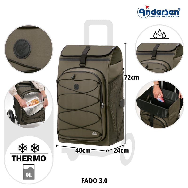 Andersen Shopping Trolley Royal Plus Fado 3.0 – 25 cm ball bearing wheels — detail view