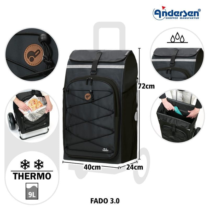 Andersen Shopping Trolley Royal Plus Fado 3.0 – 25 cm ball bearing wheels — detail view