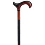 Gastrock padouk derby cane with a fluted red-brown grip over a black shaft