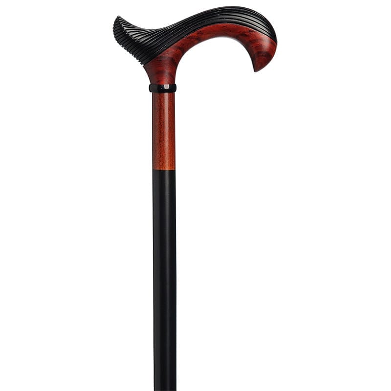 Gastrock Padouk Derby Cane Gastrock padouk derby cane with a fluted red-brown grip over a black shaft