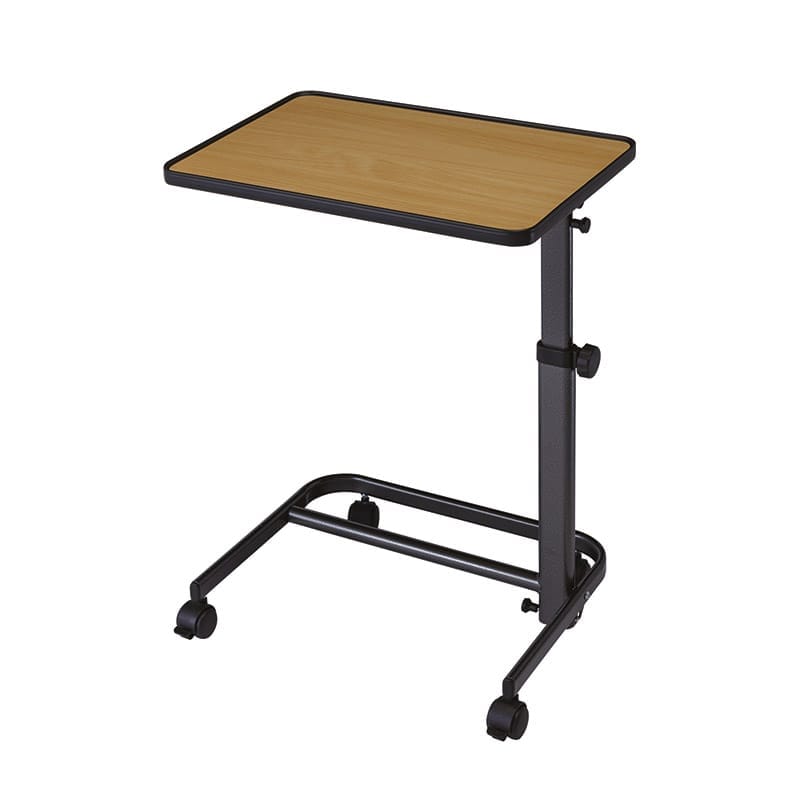 Herdegen Diffusion side table - full product Herdegen Diffusion side table with a beech veneer top on a black frame with castors