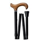 Gastrock Folding Walking Cane Derby Black — Clean folding aluminium walking cane with hardwood derby handle