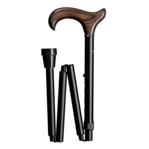 Gastrock foldable walking stick derby askträ with L-DERBY-grepp in flammbehandlat askträ