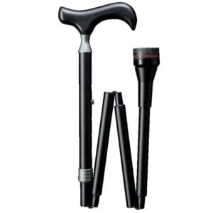 Gastrock Folding Walking Cane PHYSIO — Premium folding aluminium walking cane with wooden derby grip and 360° rotating PHYSIO tip