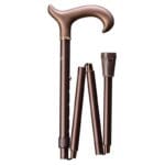Gastrock Folding Walking Cane Derby Bronze — Elegant folding aluminium walking cane with soft acetate derby grip on bronze satin shaft