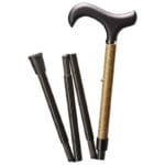 Gastrock Folding Carbon Fibre Walking Cane Gold — Folding carbon fibre walking cane with reflective golden wave decoration and derby soft grip