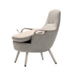 Trust Care Lets Sit Up - gas spring raising the seat Beige Trust Care Lets Sit Up chair with the seat tilted forward by the gas spring