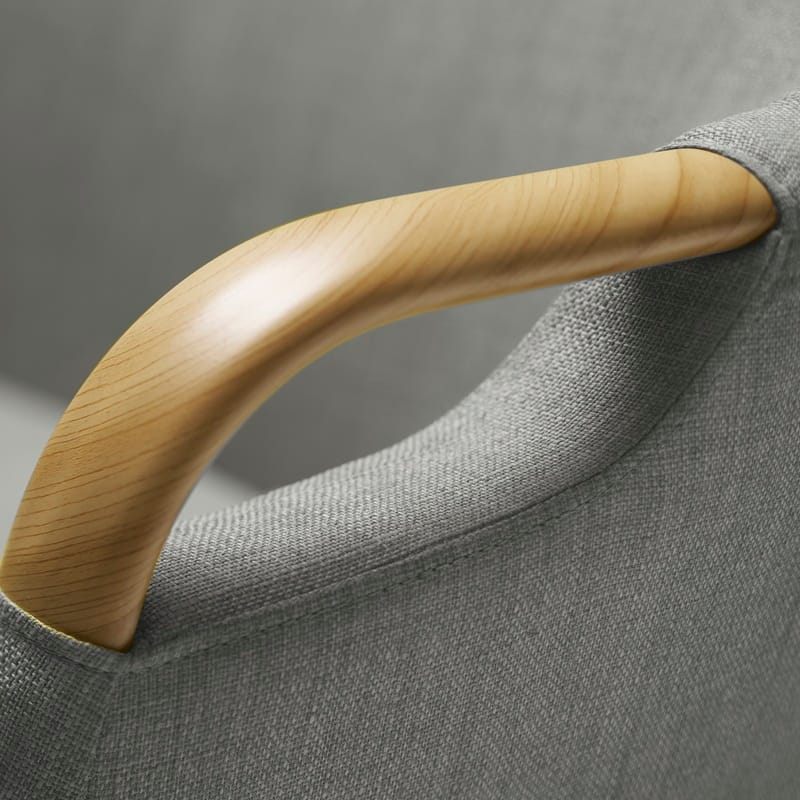 Trust Care Lets Sit Up sit-to-stand chair in grey, armrest handle close-up