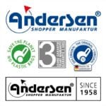 Andersen Shopper Manufaktur Andersen Shopper Manufaktur logos with Made in Germany and warranty markings