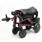 Folded The wheelchair folded to a compact format with battery pack and joystick