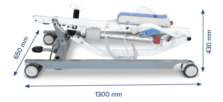 Dimension drawing of the Drive Samsoft Elite 180 foldable patient lift
