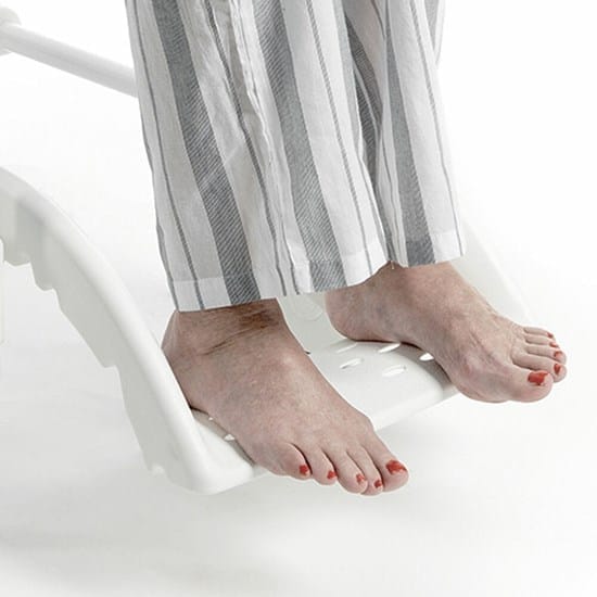 Soft cushioned footrest on the Etac Clean shower chair