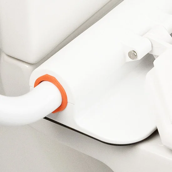 Etac Supporter smooth surfaces and safety details Smooth surfaces on the Etac Supporter with orange safety markings