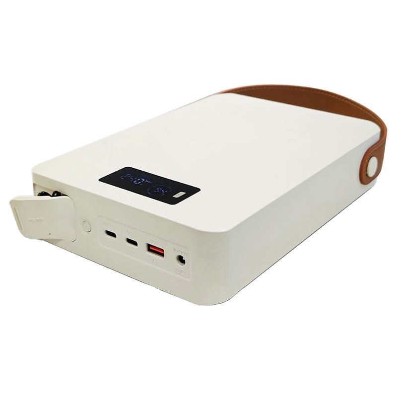 iRun Power M-300 port side iRun Power M-300 CPAP backup battery seen from the port side with the display lit