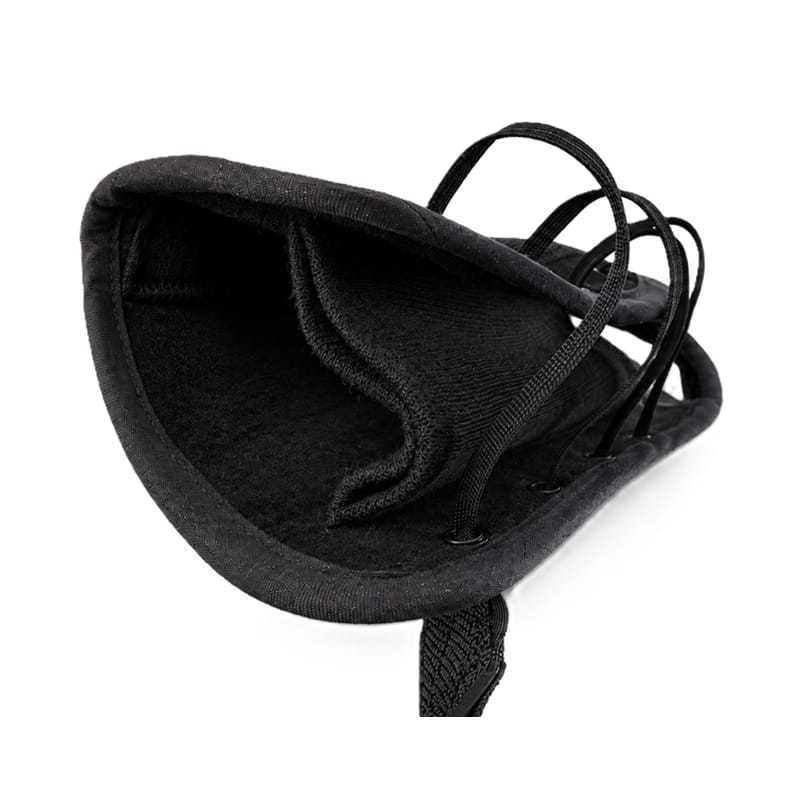 Close-up of the inside of the brace with soft lining and the lacing eyelets