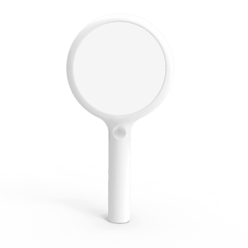 RBP round LED magnifying glass – white handheld magnifier with a large reading lens and built-in rechargeable battery
