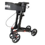 Black Panther Compact from the side The rollator from the side with the cane holder and the folding wheels visible
