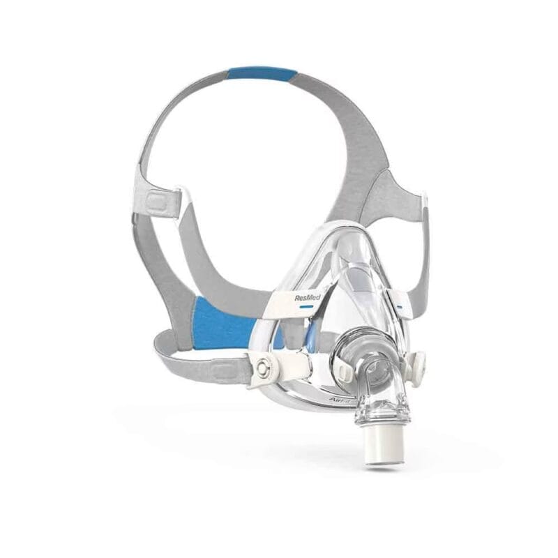 ResMed AirFit F20 full face mask non-magnetic AirFit F20 non-magnetic full face mask – complete mask with grey headgear, transparent cushion and elbow