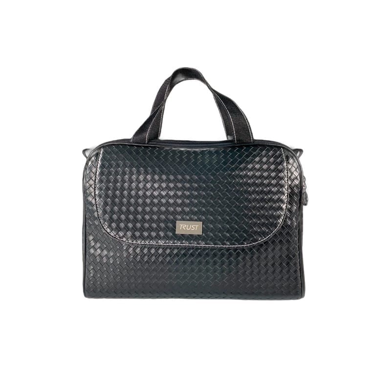 Trust Care braided bag Lets Be Free Trust Care braided bag Lets Be Free in black PU leather with nylon handles and a flap with the Trust emblem