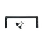 The parts in the kit Black U-shaped bar with three holes per leg, two star knobs and washers
