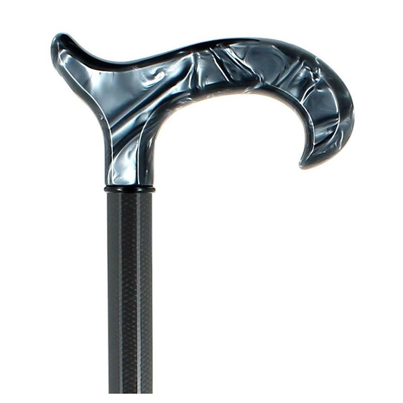 Fixed cane in carbon fiber with marbled handle for optimal stability