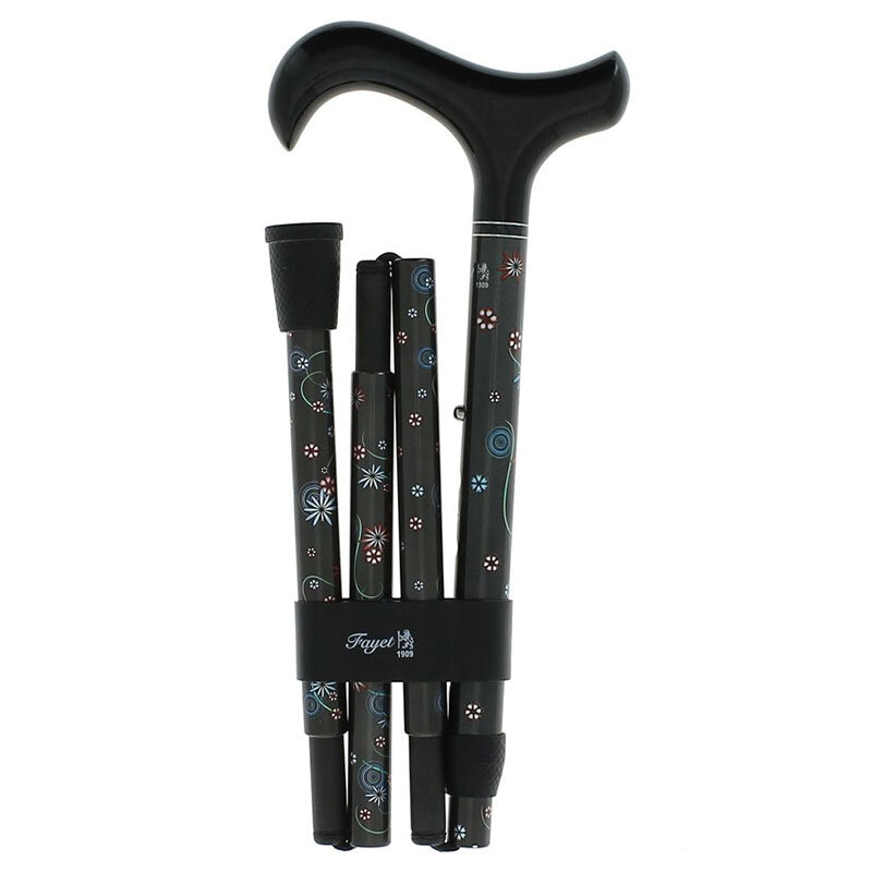 Folding carbon fiber cane with floral pattern