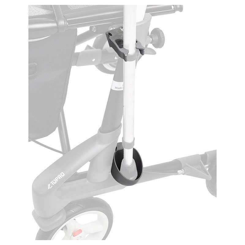 Practical cane holder for mounting on rollator