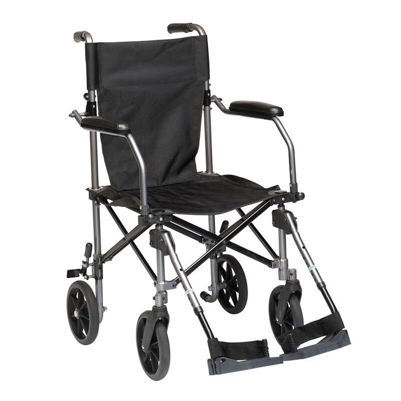 Light transport wheelchair with small wheels for smooth movement